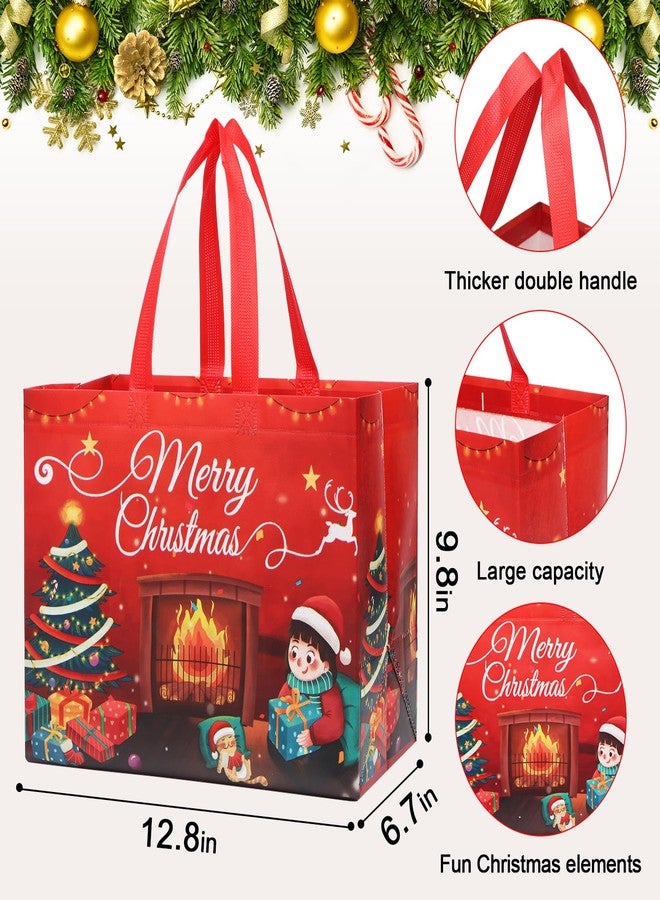 Ceryvop 12 Pack Christmas Gift Bags, Large Reusable Tote Bags with Handles for Gift Wrapping, Shopping, and Xmas Party Supplies (12.8×9.8×6.7IN) - Image 2